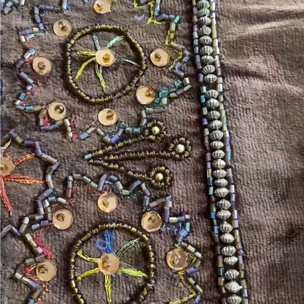 Elegant Brown Embroidered/embellished Tablecloth